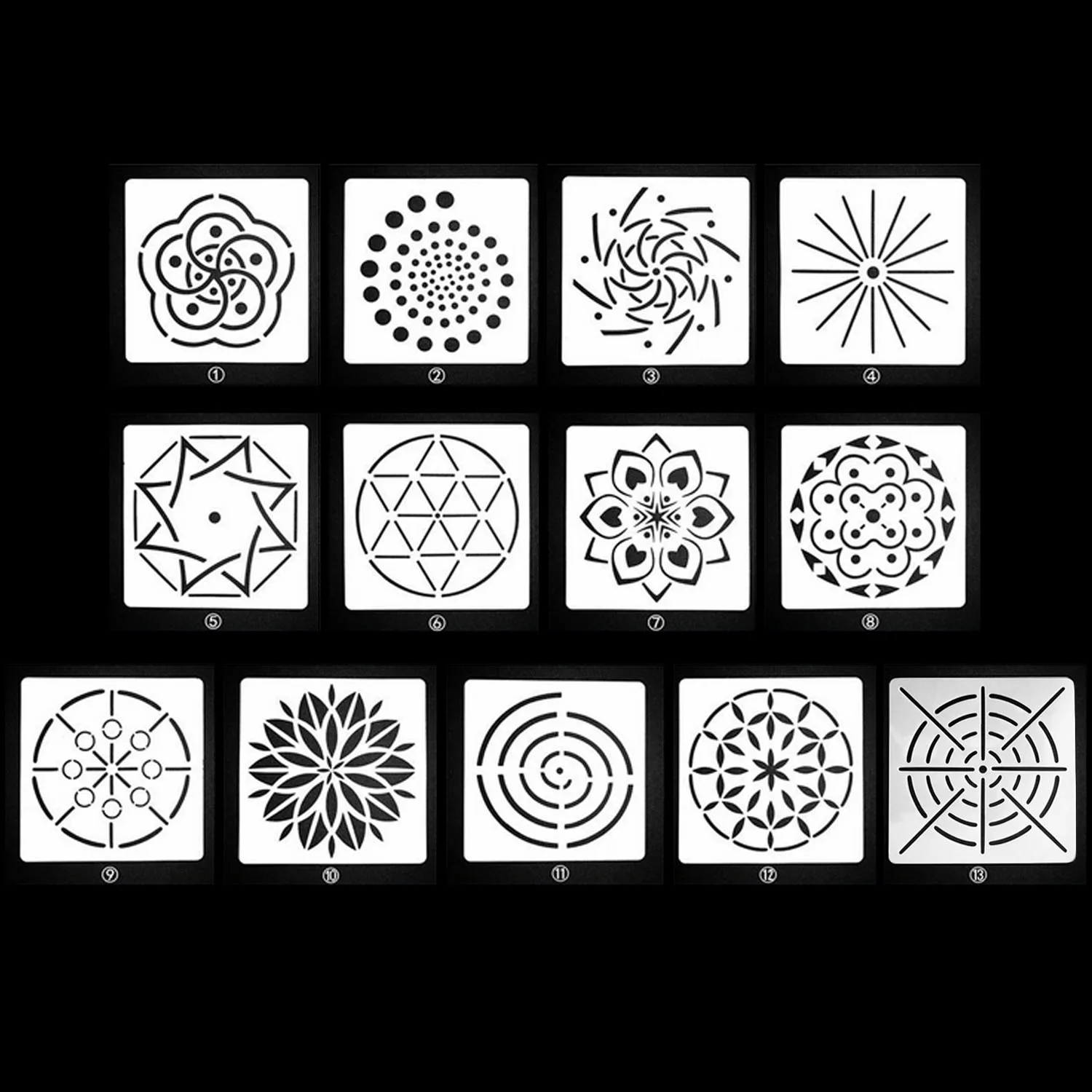 13PCS Assorted Pattern Mandala Dotting Painting Stencils Templates Tools for DIY Craft Furniture Wood Canvas Rocks Fabrics | Канцтовары