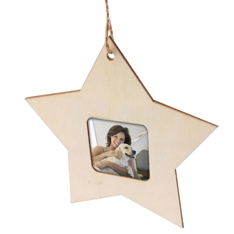 10PCS Wooden Mini Star Photo Frame Household Decoration Small Photo Frame Hanging Decoration