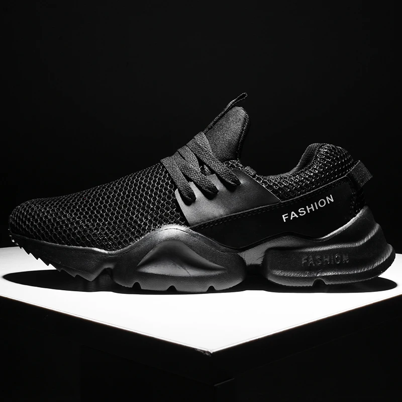 SUROM мужские кроссовки 46 кроссовки для мужчин дышащая Спортивная обувь Мужская трендовая легкая прогулочная обувь удобная Zapatillas - Цвет: Черный