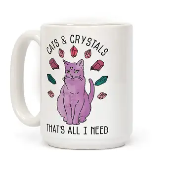 

Cats and Crystals White 11 Ounce Ceramic Coffee Mug