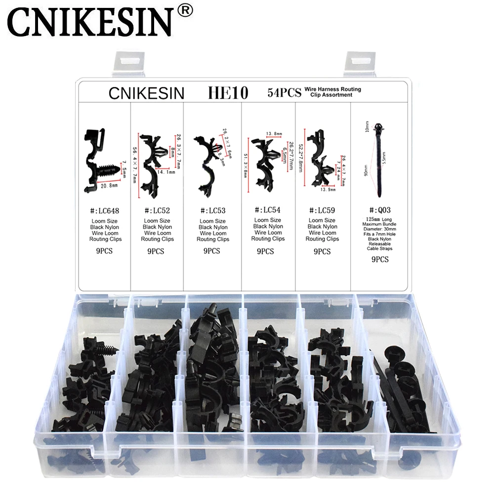 CNIKESIN 54PCS Car Wire Harness Loom Routing Auto Fastener Clips Nylon Clip Strap Bundling Band Assortment Kit for Honda Mazda-in Auto Fastener & Clip from ...