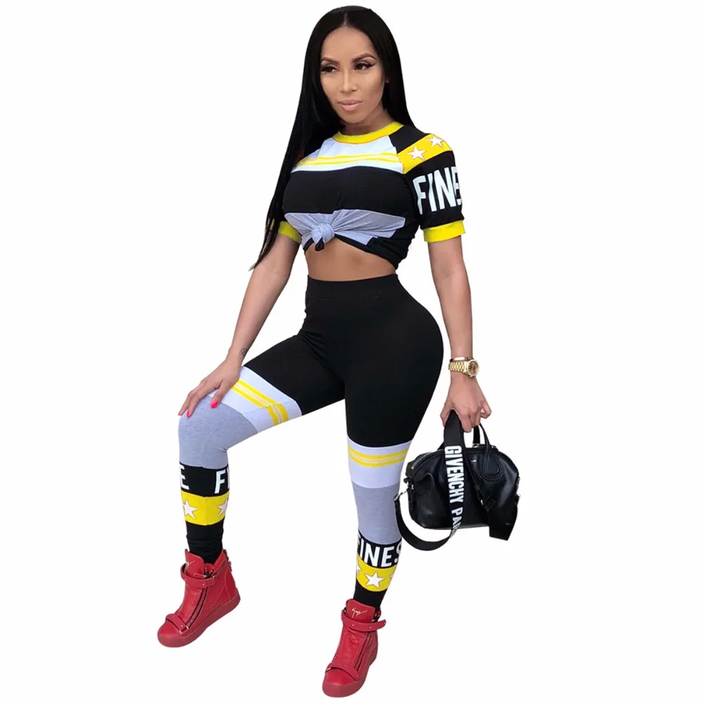 plus size Women Sport Set XXL Gym Fitness Clothes Short Sleeve O neck Shirt+Pants Workout