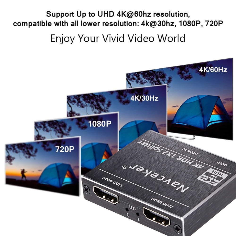 ZY-HS20B UHD HDMI 2,0 сплиттер 1x2 4K 60Hz HDMI 2,0 сплиттер HDCP 2,2 сплиттер HDMI 2,0 1 в 2 выход для PS4 XBox проектор