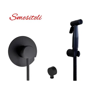

Smesiteli High-Grade Round Style 10YrWarranty Matte Black SUS304 Hot & Cold Handheld Bidet Sprayer With Brass Mixer Valve Holder