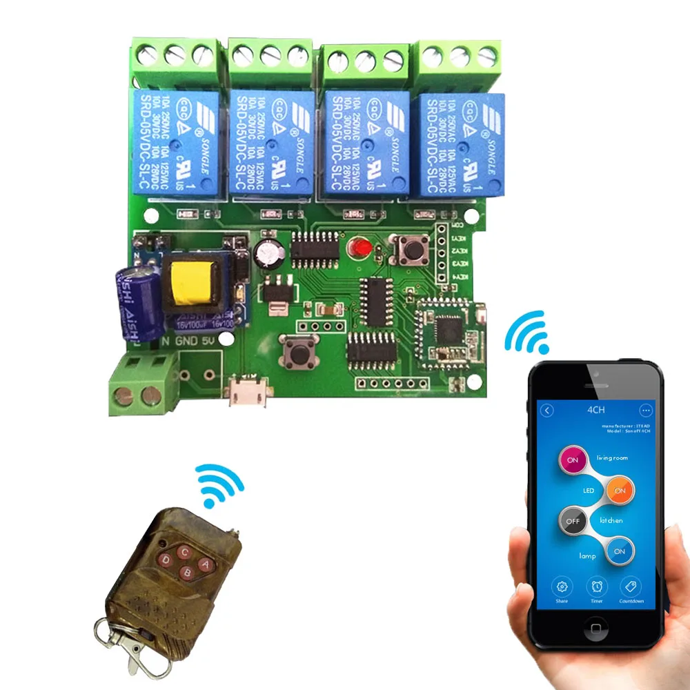 Smart home Automation Modules DIY Wireless Switch Remote Contro 4ch ...