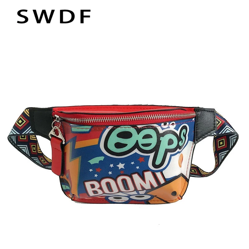 

2019 new Disco Waist Bag Women Graffiti Functional Fanny Bag Money Phone Belt Bag Pouch Bum Hip Bag Colotrful Shoulder Belt Pack
