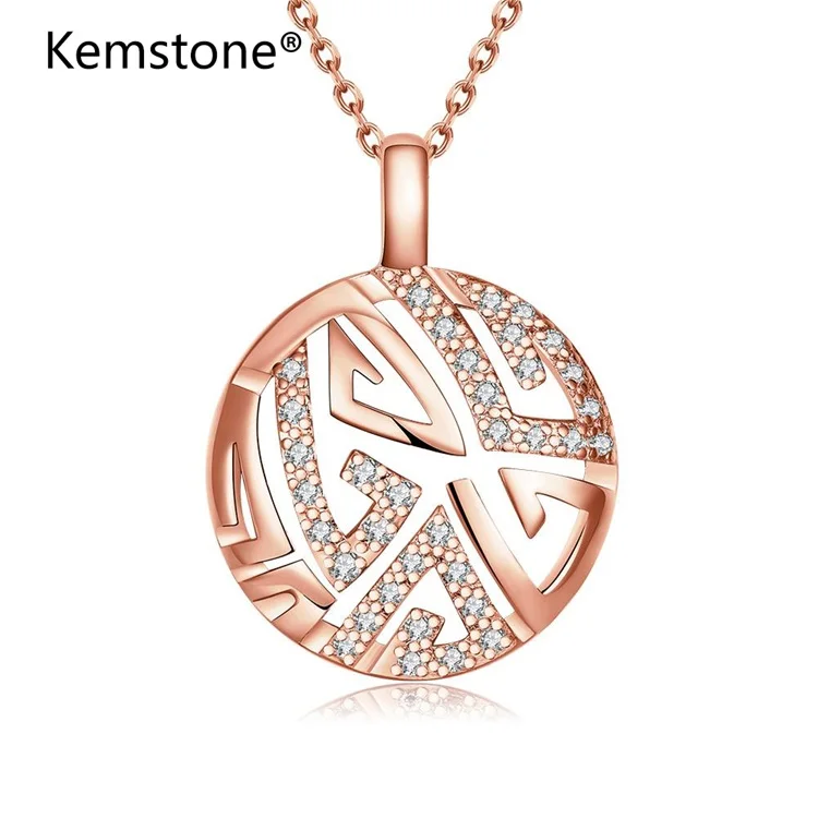 Kemstone AAA Zircon Round Pendant Fashion Jewelry Rose Gold Color Necklace Gift for Women | Украшения и аксессуары