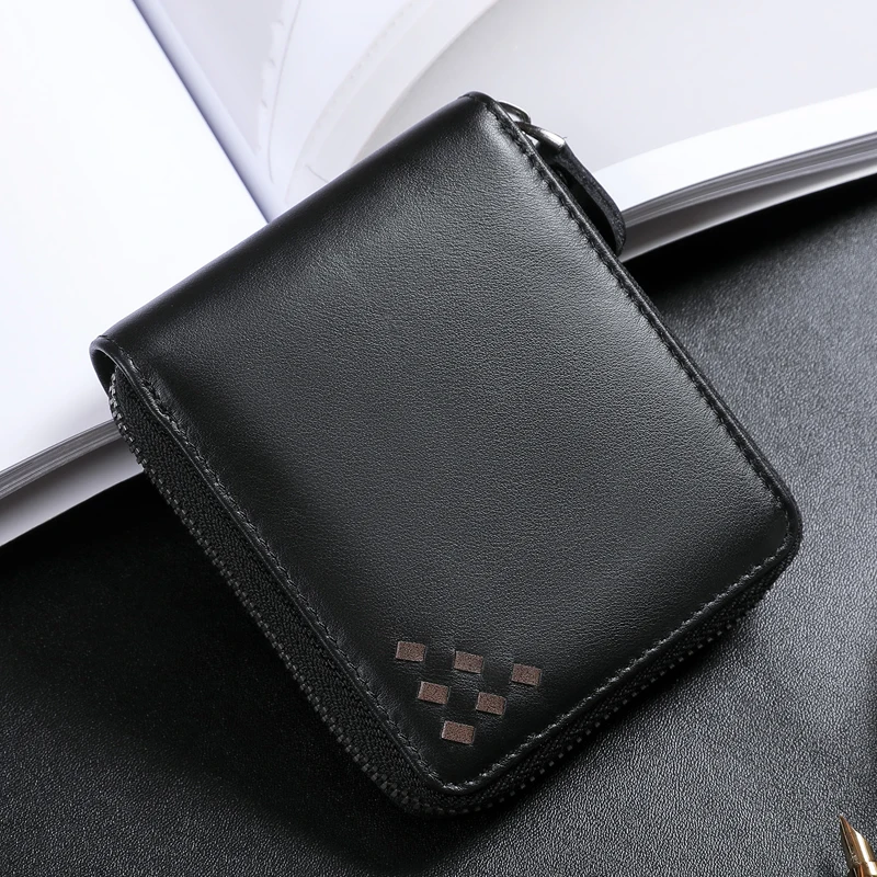 

BAQI Brand Men Wallets Genuine Leather Cowhide High Quality Coin Purse 2019 Fashion Card Holder Man Zipper Wallet Short Male
