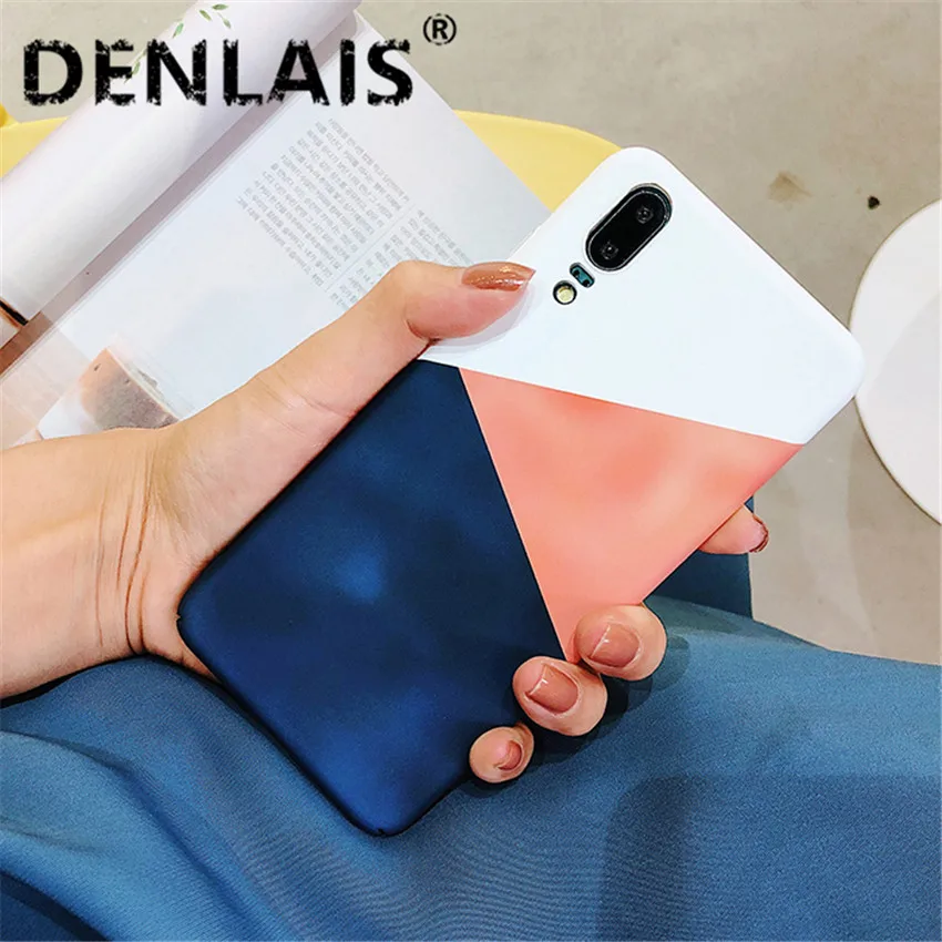

Retro Geometry White Blue Marble Case For Huawei P20 P20pro Cases Frosted Hard Phone Case For Huawei Mate 9 Mate 10 Pro Honor 10