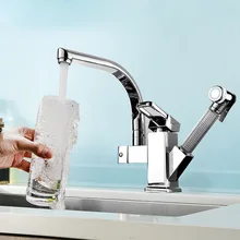 Cheap Full Copper hot and cold kitchen faucet pull out rotating retractable sink vegetables basin mixer with spray gun torneiras Cheap Full Copper hot and cold kitchen faucet pull out rotating retractable sink vegetables basin mixer with spray gun torneiras