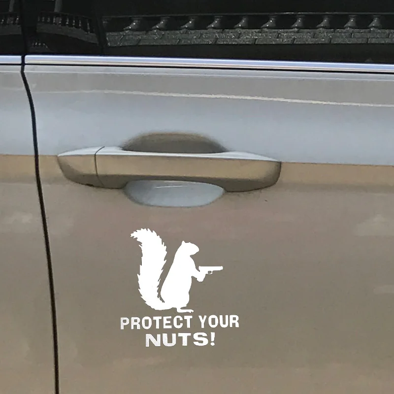 1pc SEEYULE Car-styling Car Stickers Protect Your Nutes Cute Suqirrel Shoot Gun Police Jungle Keeper Car SUV Motorcycle Decal