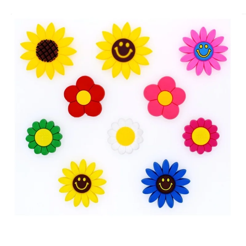 100pcs/lot Novelty Cute Small Flowers letters PVC Shoe Charms Fit Bracelets Jibz Croc,Shoe Accessories Ornamnts,Kids Party Gifts