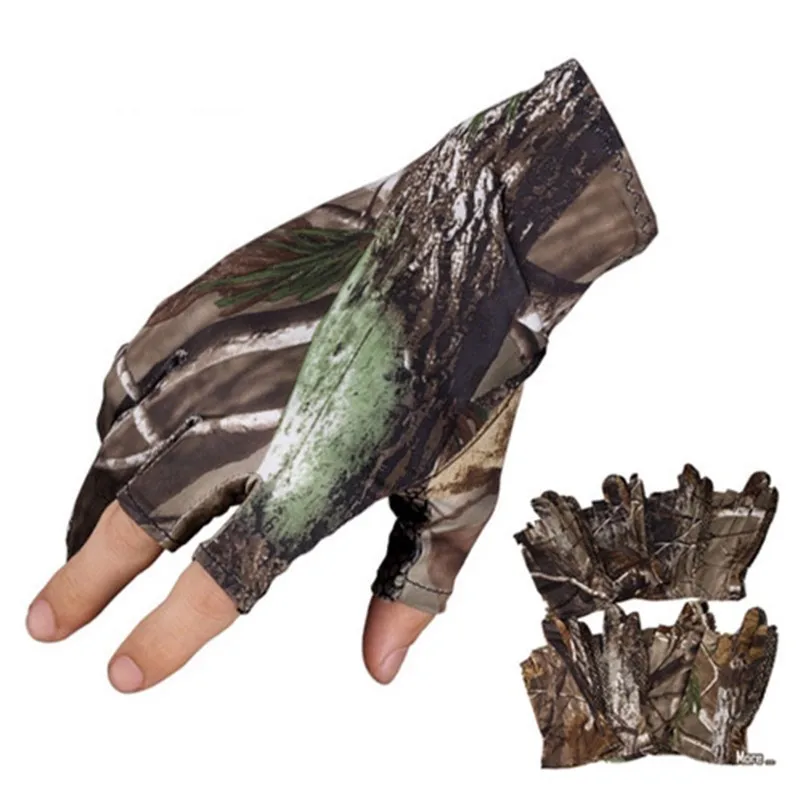 

Fingerless Hunting Oak Camo Gel Fish Glove Camouflage Comfortable Anti Slip Elastic Fishing Gloves Skidproof Nonslip Thin Mitten