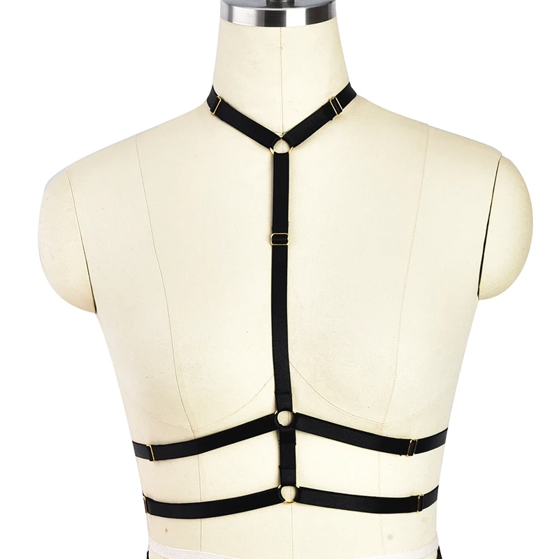 

Black Body Harness Lingerie Elastic Crop Tops Cage Bondage harness bra Punk Goth Harajuku Fetish Erotic Halloween Rave