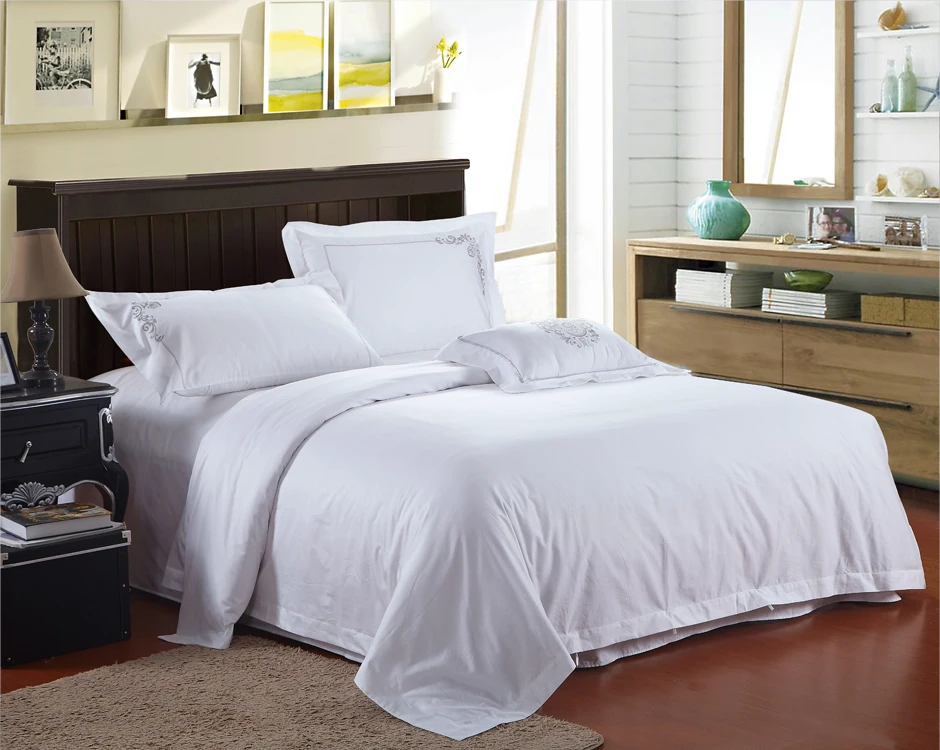 100% Algodão Egípcio Branca Do Hotel roupa de cama do hotel da moda