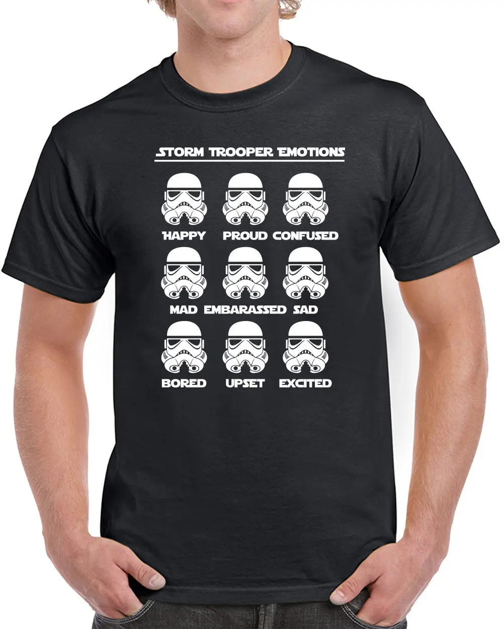 

228 Storm Trooper Emotions mens T-shirt star geek nerd wars new force empire new Print Tee Short Sleeve Clothing free shipping