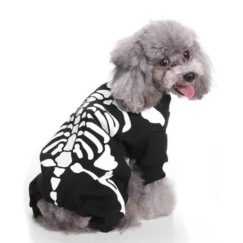 

New Funny Skeleton Dog Pet Hoodie Clothes Halloween Dog Costume Pet Party Dressing Up Apparel