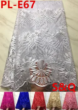 

5yards latest african laces 2018 white african french lace fabric high quality nigerian lace fabrics for wedding dress PL-E67