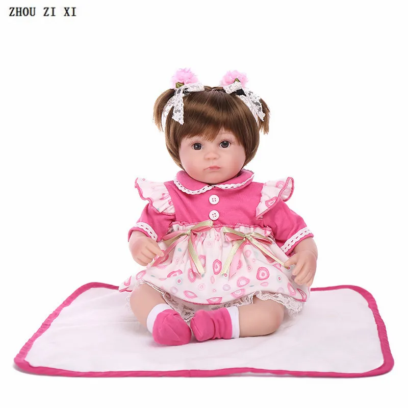 

Reborn baby doll 45cm High quality Handmade soft Silicone baby adorable Lifelike toddler girl for Children gift Early education