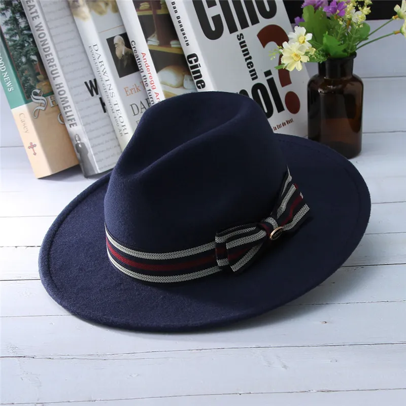 Men Women Fedoras Hats Caps Classical Jazz Cap Unisex Stylish Ribbon