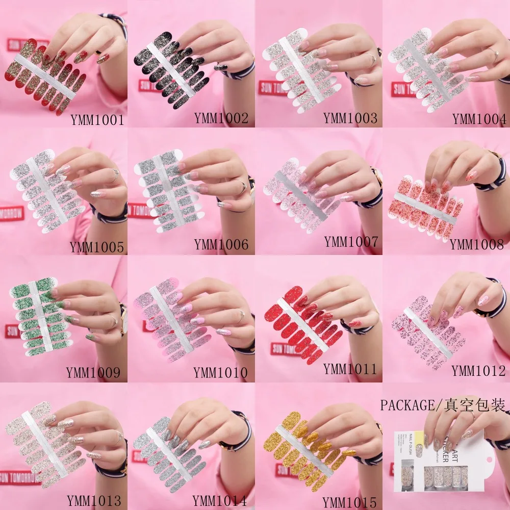 

Nail art Full-Cover Sticker Sheet 14tips Sticker Polish Sticker Glitter Blingbling Sticker YMM1001-1015