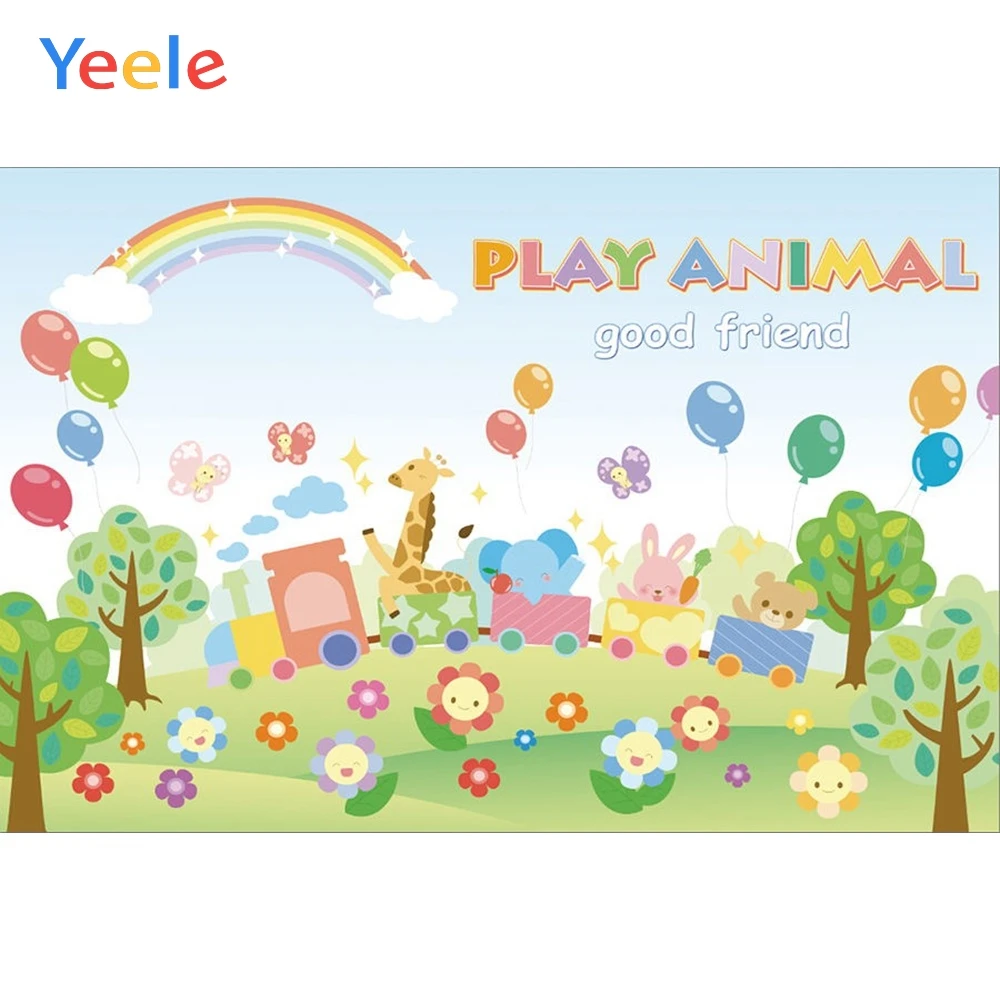 

Yeele Vinyl Animals Zoo Tree Children Birthday Party Photograph Backdrop Baby Child Green Photocall Background Photo Studio