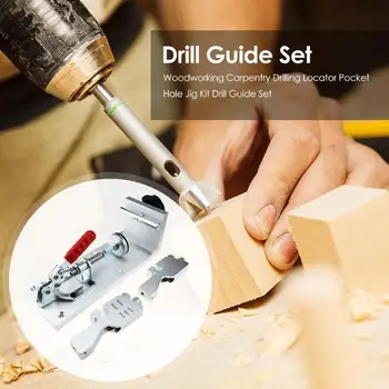

Woodworking Carpentry Drilling Locator Pocket Hole Jig Kit Drill Guide Set Bolt Stud Stripped Screw Remover Tool