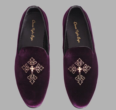 purple velvet shoes