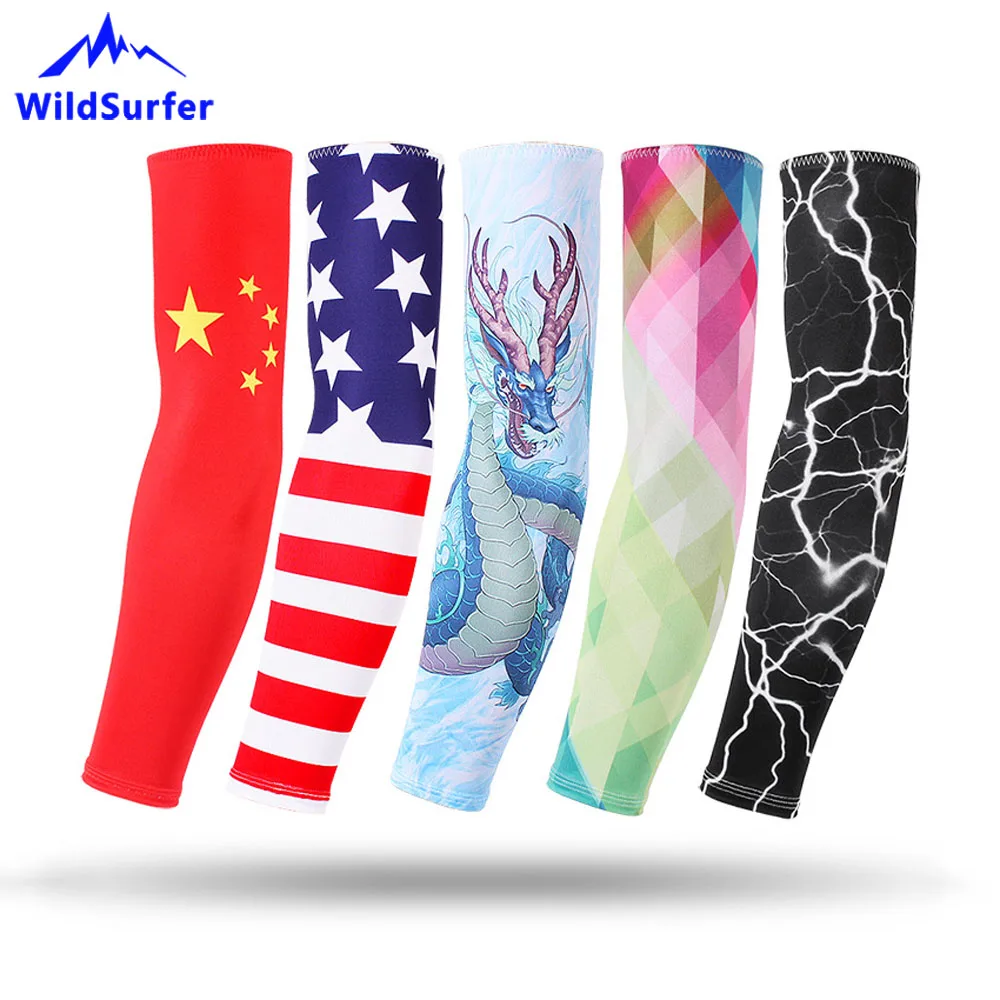 

WildSurfer Arm Warmers Men Bike Tattoo Sleeves Women Running Sun Protection Arm Cooling Sleeves Basketball Athletic Sleeve FS55