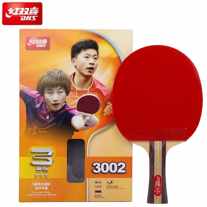 DHS Original 3 Star Table Tennis Racket (3002, 3006) with Rubber (PF4 1