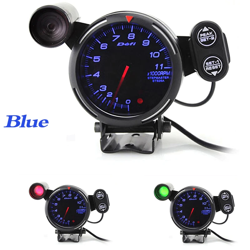 3.5" 11000 RPM Tachometer Gauge Kit Meter For 1 to 8 cylinders with Adjustable Shift Light+Stepping Motor