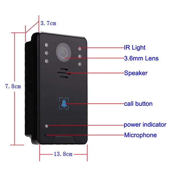 7 1000TVL Color Video Door Phone Doorbell (8)