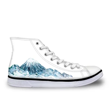 

Man Sneakers Landscape Painting Vulcanize Shoes High Top Men Spring Casual Outdoor Flats Shoes Mountain Print Shoes