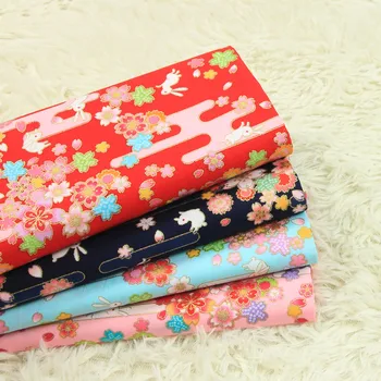 

High quality Thin pure cotton fabrics Cartoon bronzing rabbit print sewing fabric Handmade DIY clothing baby clothes fabric