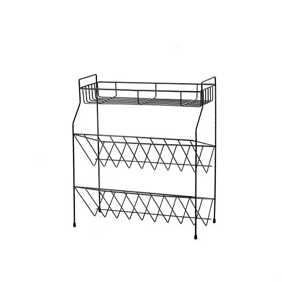 Многоуровневая стойка для специй из кованого железа, Настольная кухонная стойка для приправ, столешница, полочка для приправ, стойка для хранения LM2231543 - Цвет: black 3 layer