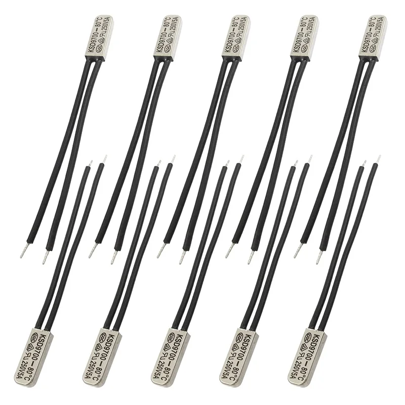 

10 Pcs Bimetal Temperature Control Switch Thermostat 80C N.C KSD9700