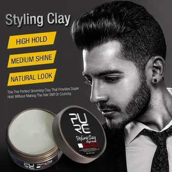 

PURC Hair Styling Clay Mud for Men Strong Hold Hairstyles Matte Finished Molding Cream Long Lasting Stereotype Hair Wax 80g