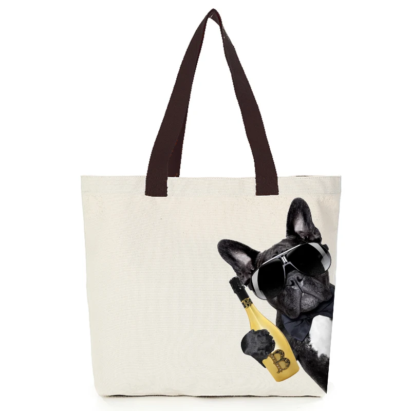 Origina cool dog series canvas custom tote bag customize eco bags diy logo shopping bag with logo  Dachshund Shepherd Dog Poodle (1)