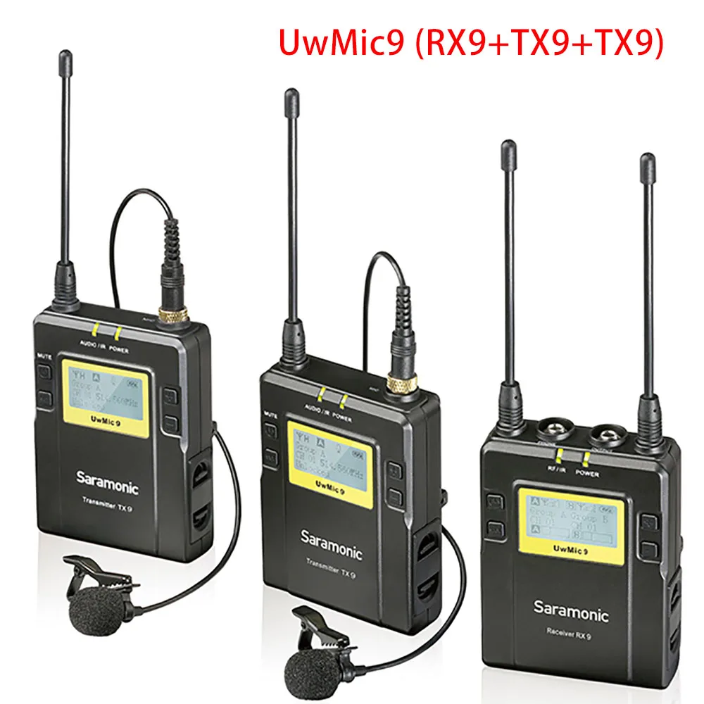 Saramonic UwMic9 Беспроводной микрофон, профессиональный RX9+ TX9+ TX9 UHF Беспроводные ПЕТЛИЧНЫЕ микрофон для цифровой зеркальной камеры Canon Nikon sony Камера