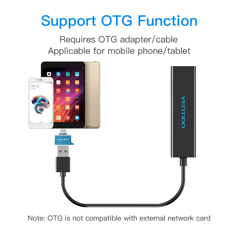 Vention USB HUB Ethernet Adapter USB 2.0 HUB 3 Port 10/100 Mbps Network Port usb to rj45 lan Wired Network Adapter USB Splitter