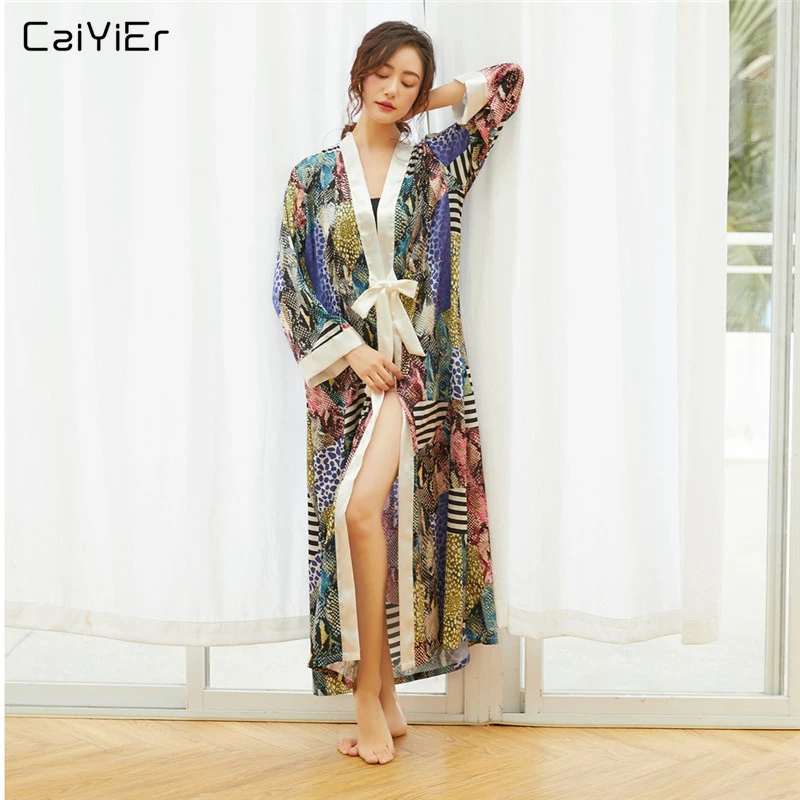 

Caiyier 2018 New Silk Bridesmaid Long Satin Bride Robe V-Neck Sexy Sleepwear Dress Robe Women Pajamas Night Bathrobe Nightgown