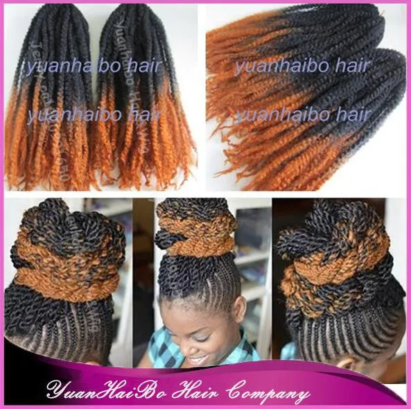 Stock 20 Fold Two Tone Color Synthetic Marley Twist Braid Ombre