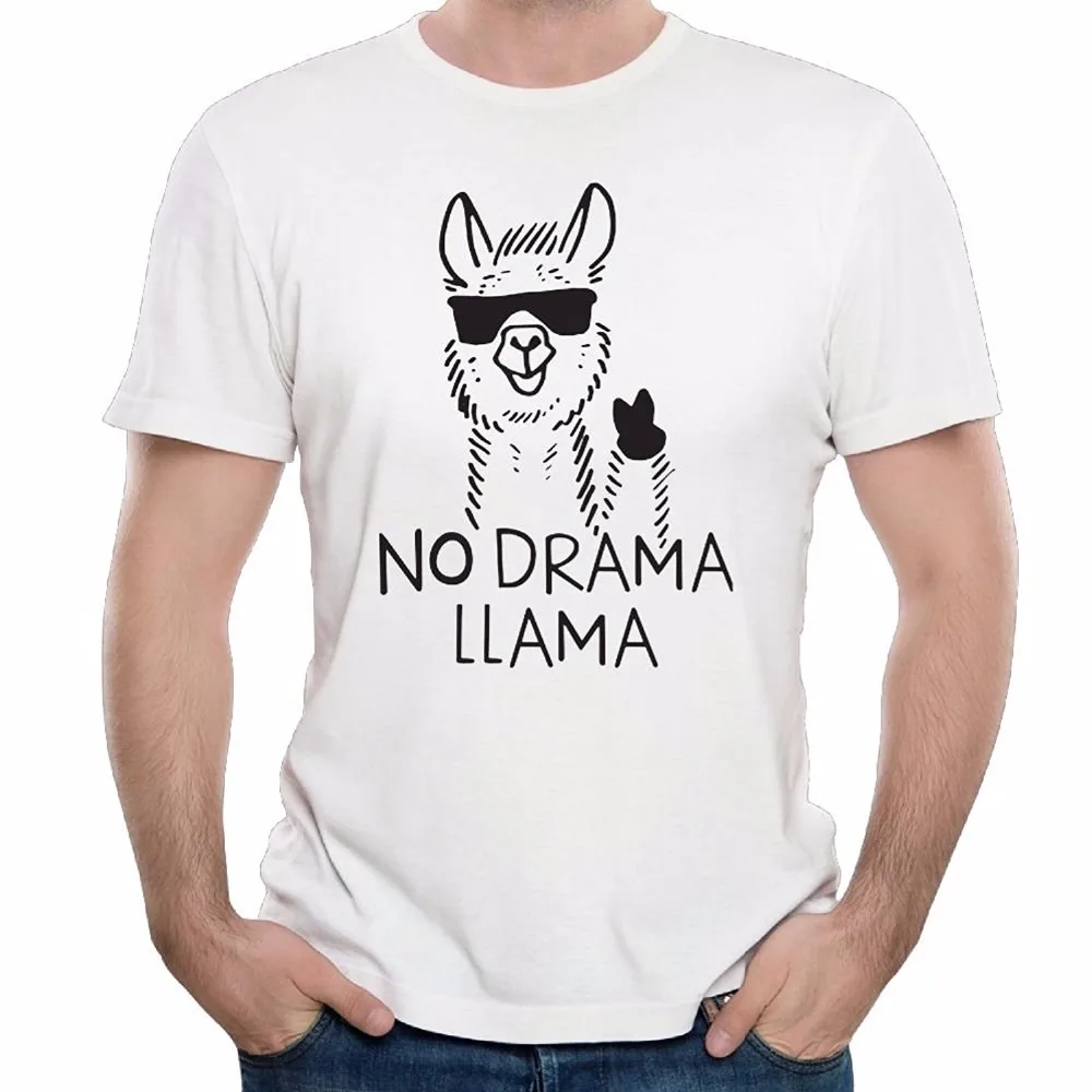 Custom T Shirts Online Crew Neck Short-Sleeve Tall Men No Drama Llama Image Cool Tee Shirt T Shirt For Men