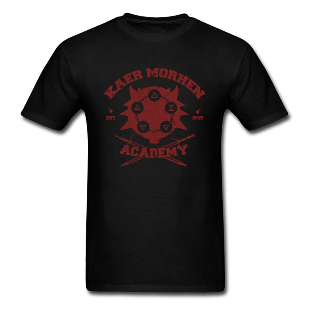 Printed T-Shirt Funny Crew Neck Kaer Morhen Academy 100% Cotton Men Tees Design Short Sleeve Tee Shirts Wholesale Kaer Morhen Academy black