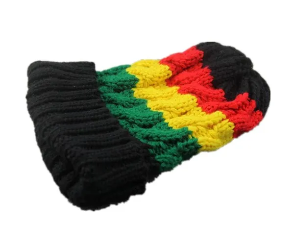 

Bob Marley Jamaica Rasta Slouch Beanie Hat Warm Beret Cap Winter Reggae Multi-colored Stripe Hip Hop Baggy