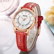 DOM Dames De Mode Casual Montres De Luxe Marque Bracelet En Cuir horloge heures Femmes Quartz-Montre Fleurs Femelle Montre-Bracelet G-1698