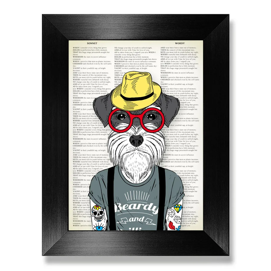 

COLORFULBOY Tattoo Dog Canvas Art Print Wall Painting Animal Posters And Prints Pop Art Canvas Pictures For Living Room Decor