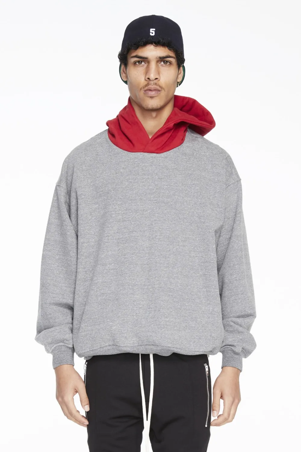 Color Blocked Hooded Pullovers Mens 2017 Hiphop Relaxed Fit Grey Hoodies Free Shipping M XLin