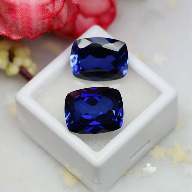 CSJ Syntheitc Sapphire Cushion Cut Loose Gemstone Blue Corundum для самостоятельного изготовления ювелирных