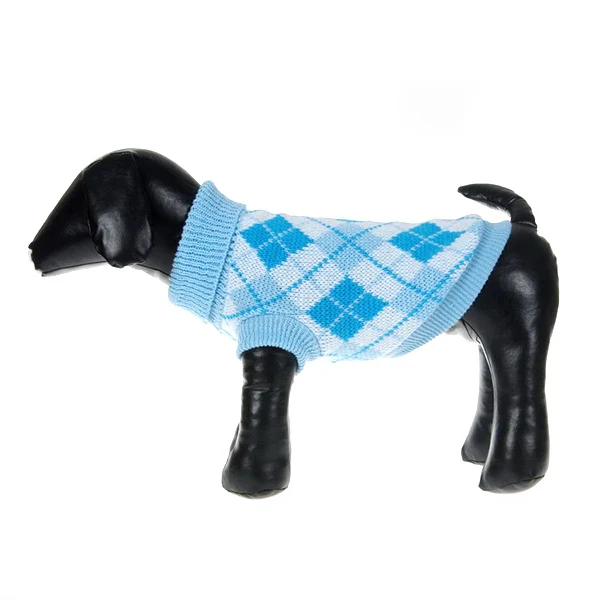 Милая теплая клетчатая собака мелких пород трикотаж открытый Кот пальто Топ свитер 4 цвета большая зимняя теплая одежда для домашних животных